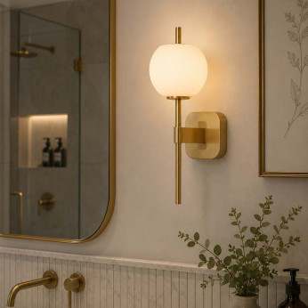 Lucide Applique da bagno in metallo con diffusore in vetro dal design moderno Elda