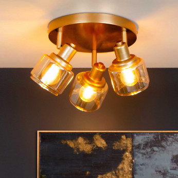 Lucide Faretto con base rotonda in metallo e diffusori orientabili in vetro Bjorn
