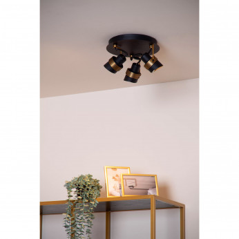 Lucide Faretto da soffitto dalle linee moderne in metallo triplo diffusore orientabile Tundran