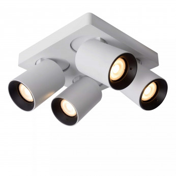 Lucide Faretto in alluminio con 4 LED orientabili e dimmerabili dal design moderno Nigel