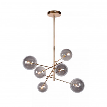 Lucide Lampadario con struttura in metallo e sei diffusori in vetro Alara