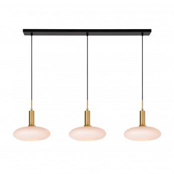 Lucide Lampada a sospensione in metallo con tre diffusori lineari in vetro opalino Singala