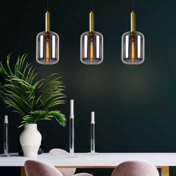 Lucide Lampada a sospensione lineare con 3 diffusori in vetro dal design moderno Joanet