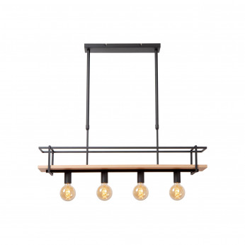 Lucide Lampada a sospensione moderna con mensola in legno e 4 diffusori lineari Milonga