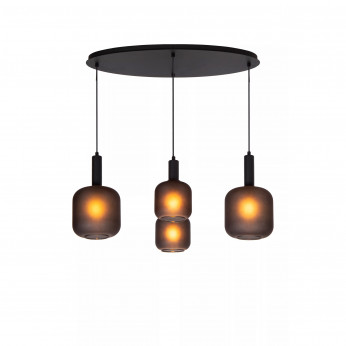 Lucide Lampada a sospensione moderna in metallo con quattro diffusori in vetro Eloise