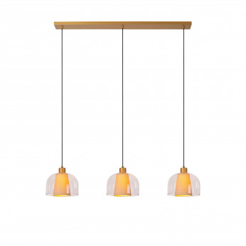 Lucide Lampada a sospensione moderna in metallo con tre diffusori lineari in vetro Gunhild