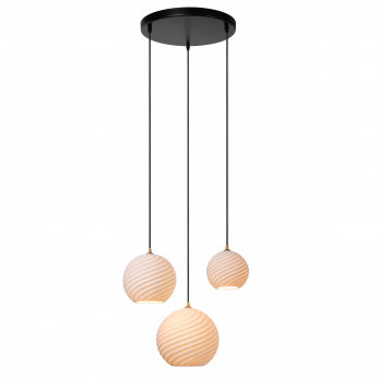 Lucide Lampada a sospensione moderna struttura in metallo 3 diffusori in vetro opalino Bina