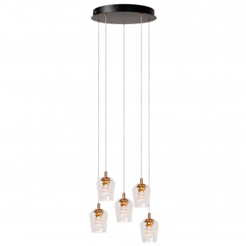 Lucide Lampada a sospensione rotonda con 5 diffusori in vetro a LED dimmerabile Berliane