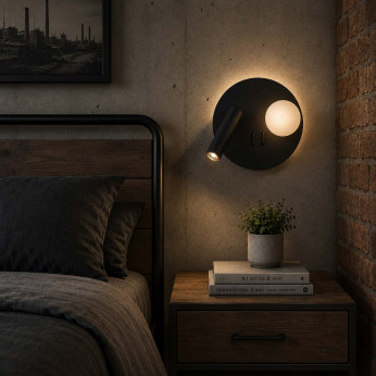 Lucide Lampada da comodino a LED con doppio diffusore e ricarica USB Matiz