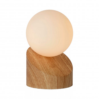 Lucide Lampada da comodino con base moderna in metallo e diffusore in vetro a boccia Len