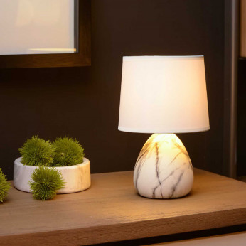 Lucide Abat-jour moderna in ceramica effetto marmo con paralume in cotone Marmo