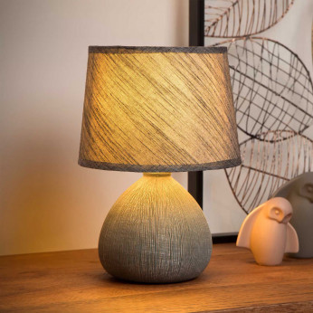 Lucide Abat jour moderna con base in ceramica e paralume in cotone per comodino Ramzi