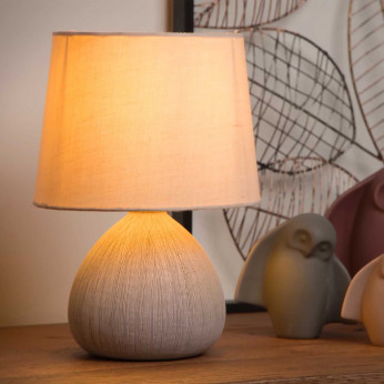 Lucide Abatjour moderna con base in ceramica e paralume in cotone Ramzi
