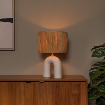Lucide Lampada da tavolo con base in porcellana e diffusore in tessuto Ronda