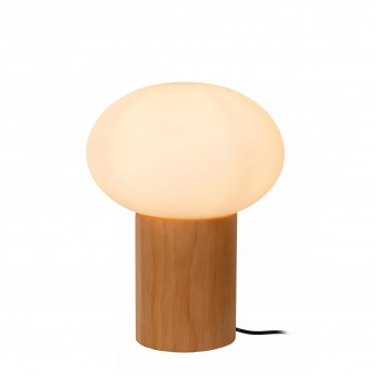 Lucide Lampada da tavolo grande con base in legno e diffusore in vetro opalino Birtle