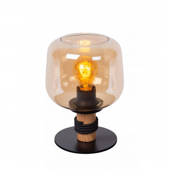 Lucide Lampada da tavolo moderna struttura in legno con diffusore in vetro Ilona