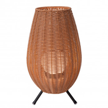 Lucide Lampada da tavolo piccola da esterno a led ricaricabile con diffusore in rattan Colin