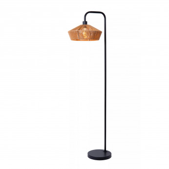 Lucide Lampada da terra moderna in metallo con diffusore in rattan Yunkai