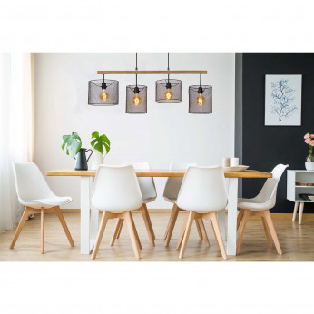 Lucide Lampada a sospensione lineare con 4 diffusori a rete in metallo Basket