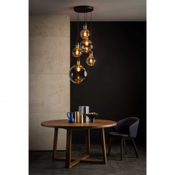 Lucide Lampada a sospensione moderna rotondo in metallo e cinque diffusori in vetro Julius