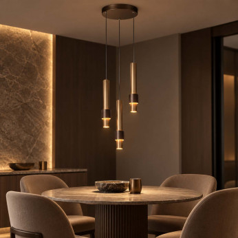 Lucide Lampadario moderno in metallo con 3 diffusori pendenti tubolari a LED Margary