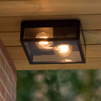 Lucide Plafoniera da esterno con struttura in alluminio moderna e diffusore in vetro Dukan