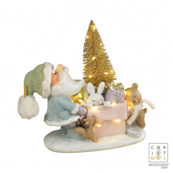 Mascagni Decorazione natalizia Santa Claus in resina con LED Time