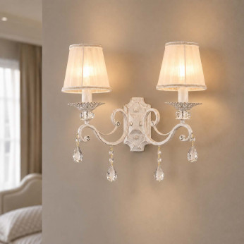 Maytoni Applique da parete classica con paralumi in tessuto Grace