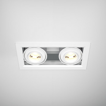 Maytoni Faretto da incasso quadrato in alluminio con doppio diffusore orientabile Metal Modern