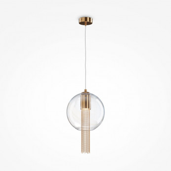 Maytoni Lampada a sospensione elegante in metallo e diffusore a boccia di vetro grande Flusso