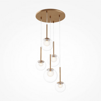 Maytoni Lampada a sospensione in metallo con 5 diffusori a boccia in vetro Basic Form
