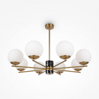 Maytoni Lampadario in metallo e marmo con otto diffusori in vetro opalino Marmo