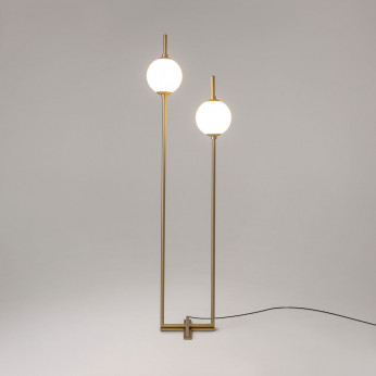 Maytoni Lampada da terra a LED moderna struttura in metallo e 2 paralumi in vetro The Sixth Sense