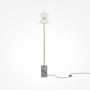 Maytoni Lampada da terra piantana moderna con base in marmo e diffusore in vetro Kyoto