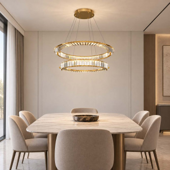 Maytoni Lampadario a led con struttura in metallo con pendenti in vetro Krone
