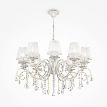 Maytoni Lampadario classico in metallo a dieci braccia con pendenti in cristallo Grace