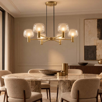 Maytoni Lampadario dal design elegante in metallo e diffusori in vetro Vision