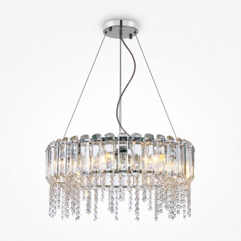 Maytoni Lampadario grande di design con diffusore e pendenti in vetro Hail