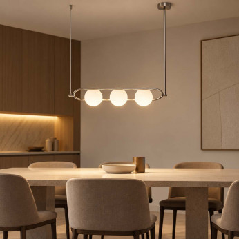 Maytoni Lampadario lineare moderno in metallo e 3 diffusori in vetro a boccia Erich