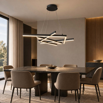 Maytoni Lampadario moderno in alluminio con diffusore a led Line