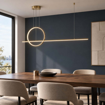 Maytoni Lampadario moderno in alluminio con diffusore a LED lineare Halo