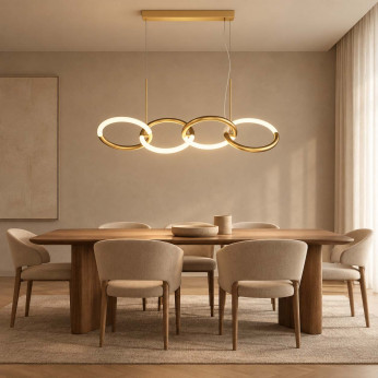 Maytoni Lampadario moderno in metallo con 4 diffusori a LED ad anello Node
