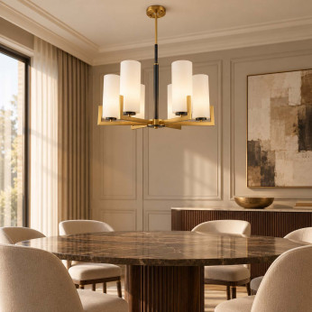 Maytoni Lampadario piccolo con sei diffusori in vetro in stile moderno Fortano