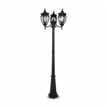 Maytoni Lampione da giardino con struttura in alluminio e 3 diffusori in vetro Fleur