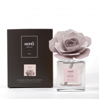 Muhà Profumazione per ambiente diffusore in bottiglia con bastoncino a fiore Rose