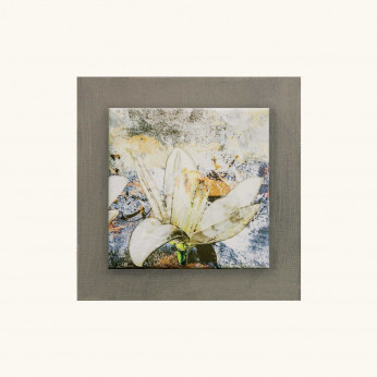 Artitalia Quadretto moderno in rilievo a tema floreale in legno dettagli in argento 35x35 