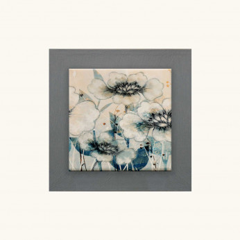 Artitalia Quadretto in rilievo moderno in legno a tema floreale dettagli in argento 35x35