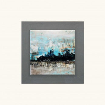 Artitalia Quadretto in legno in rilievo astratto moderno con dettagli in argento 35x35