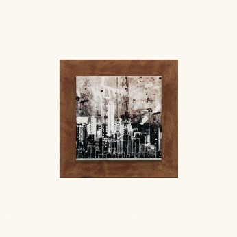 Artitalia Quadretto moderno effetto rilievo tema Skyline con dettagli in argento 35x35