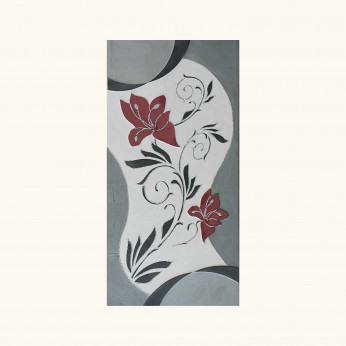 Artitalia Quadro moderno verticale in rilievo decoro materico a fiori e farfalle 50x100